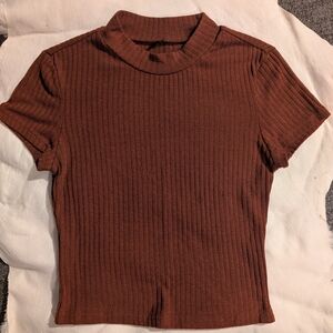 Ribbed Brown Women's Top